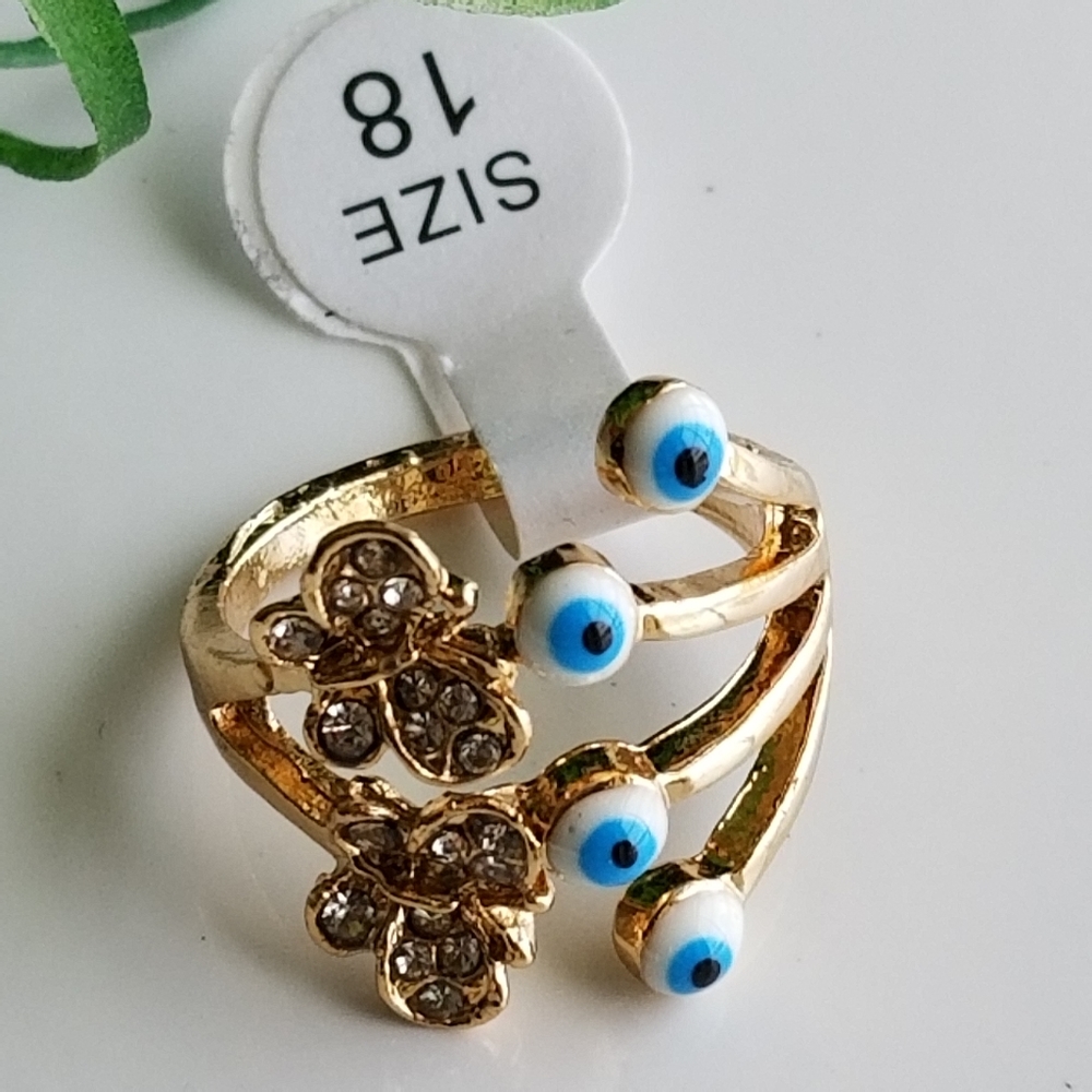 Evil Eye Butterfly Rhinestone Protection Gold Ring New size 8
